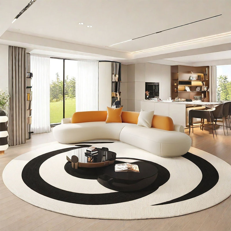 Italian minimalist corner shaped sofa, 5, 27.56" H x 110.23" W x 110.23" D