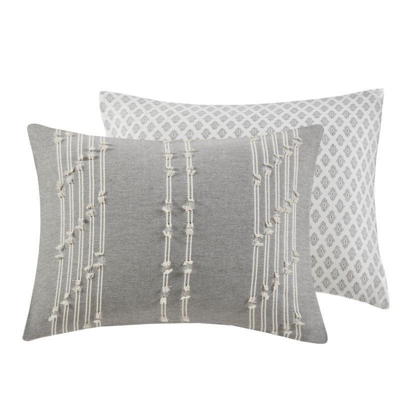 Ensemble de literie en jacquard de coton de qualité supérieure au design moderne gris pour la maison