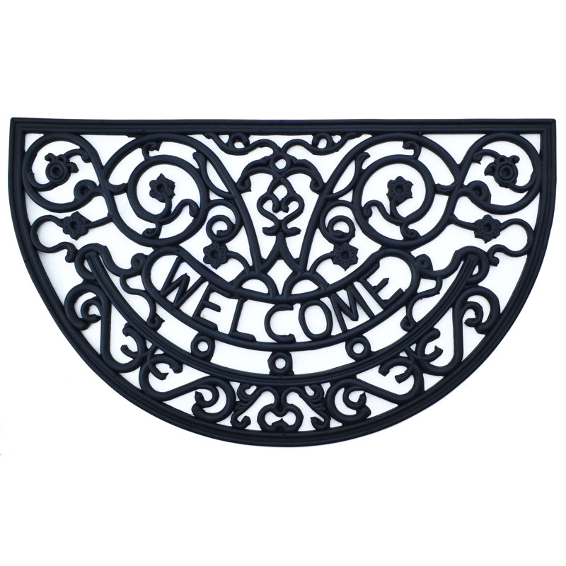 Needville Non-Slip Outdoor Doormat, Semi-Circle 1'6" x 2'6"