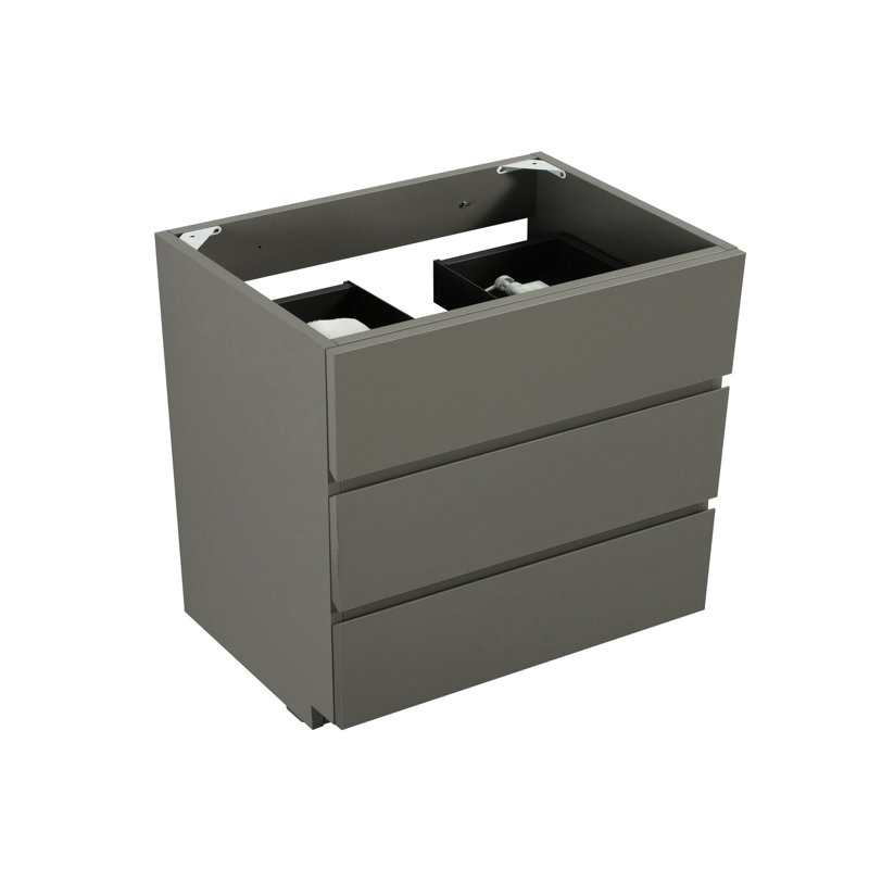 Armoire de plancher - noyer, 3, sans lavabo, élégance moderne, couleur de noyer Smooth Move, Gris, 36"