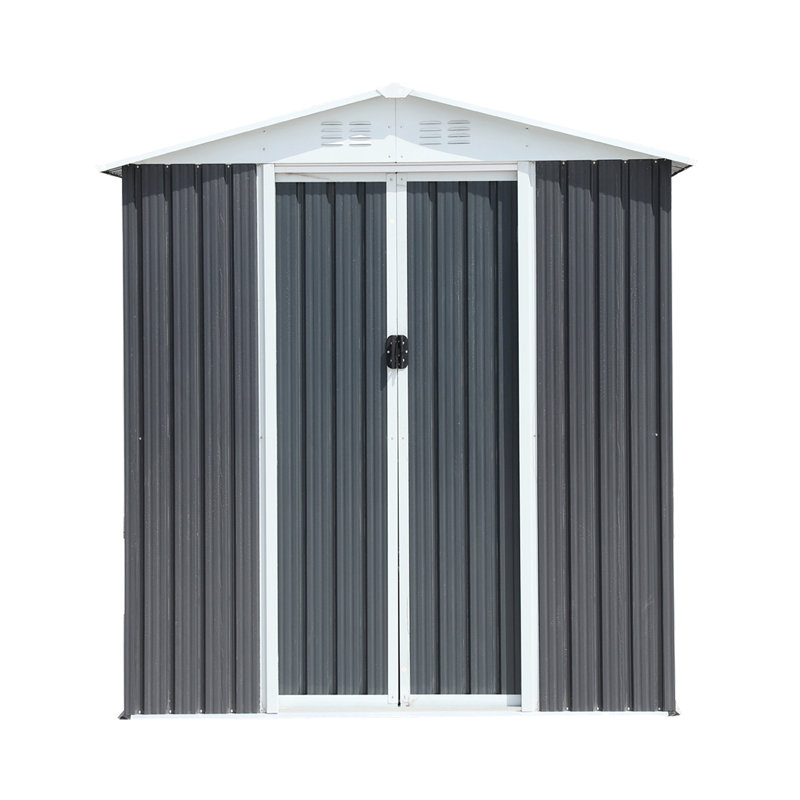 Apex Roof Grey Outdoor Storage Shed 6Ftx4ft - Metal Build For Garden Tools In Furniture, Gray