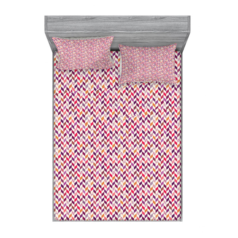 Microfiber Chevron Sheet Set, Full Sheet Set with Fitted Sheet