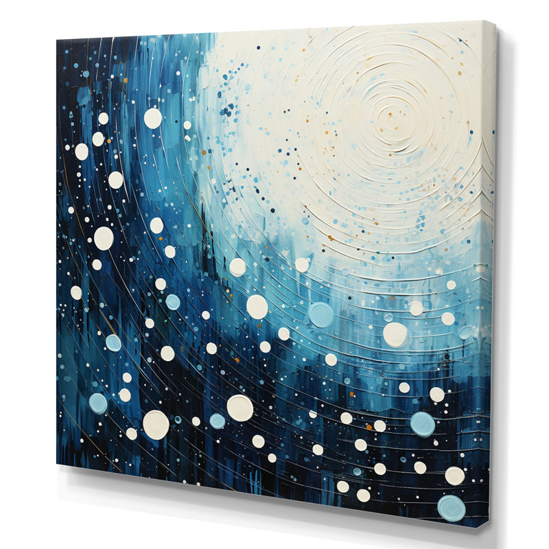 Bleu sarcelle blanc Mid Century Minimalist Rain I - impression, H 36 po x l 36 po x P 1,5 po, Toile tendue