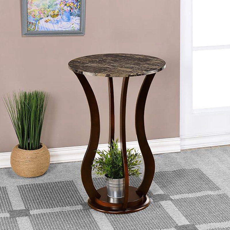 Superbe table d'appoint brune avec finition en faux marbre pour l'espace de vie, Brun, Marbre