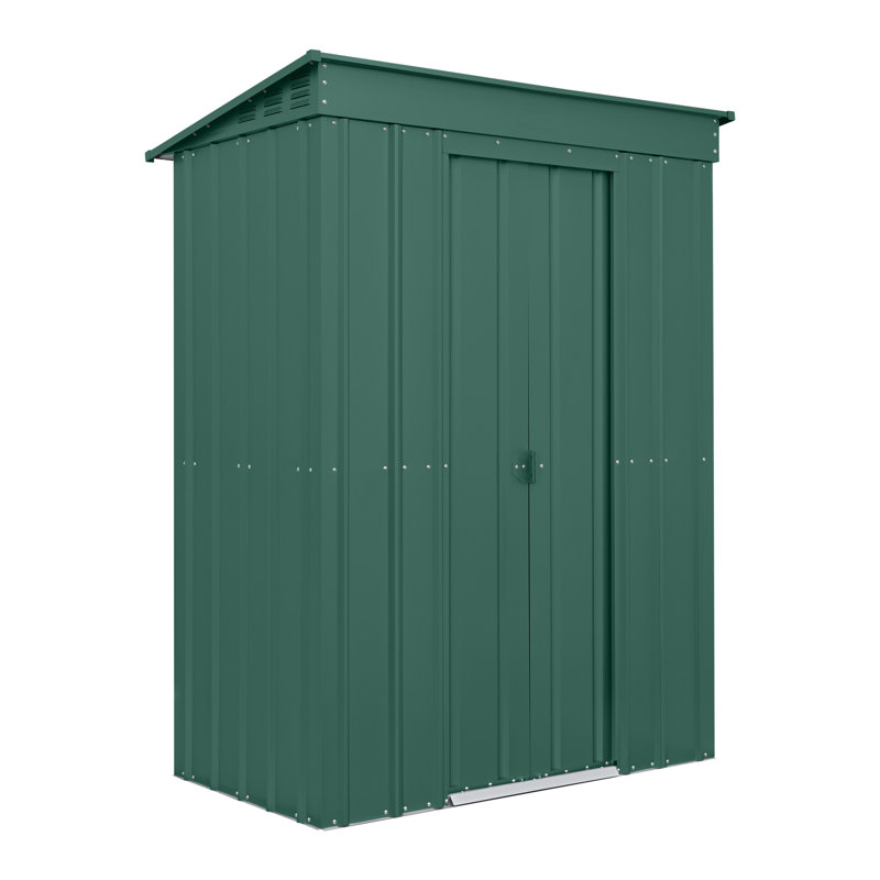 Globel 5 X 3 Pent Green Metal Shed, Green