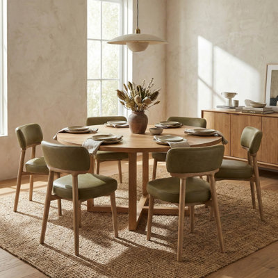 Chaise Vista - cuir vert sauge