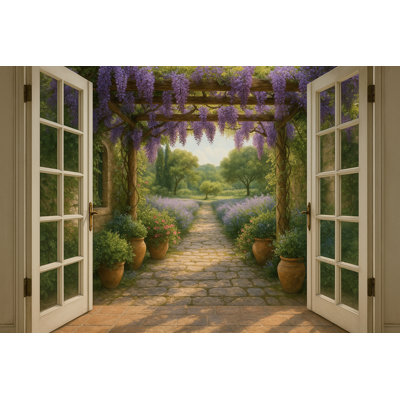 Garden Pathway – Purple Bloom Courtyard Canvas Art