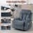 Recliner Chair with Vibration Massage and Heat, 360° Swivel Rocking Chair for Adults, Ergonomic Lounge Chair with Rocking Function and Side Pocket, Cup Holders, Blue-271861384