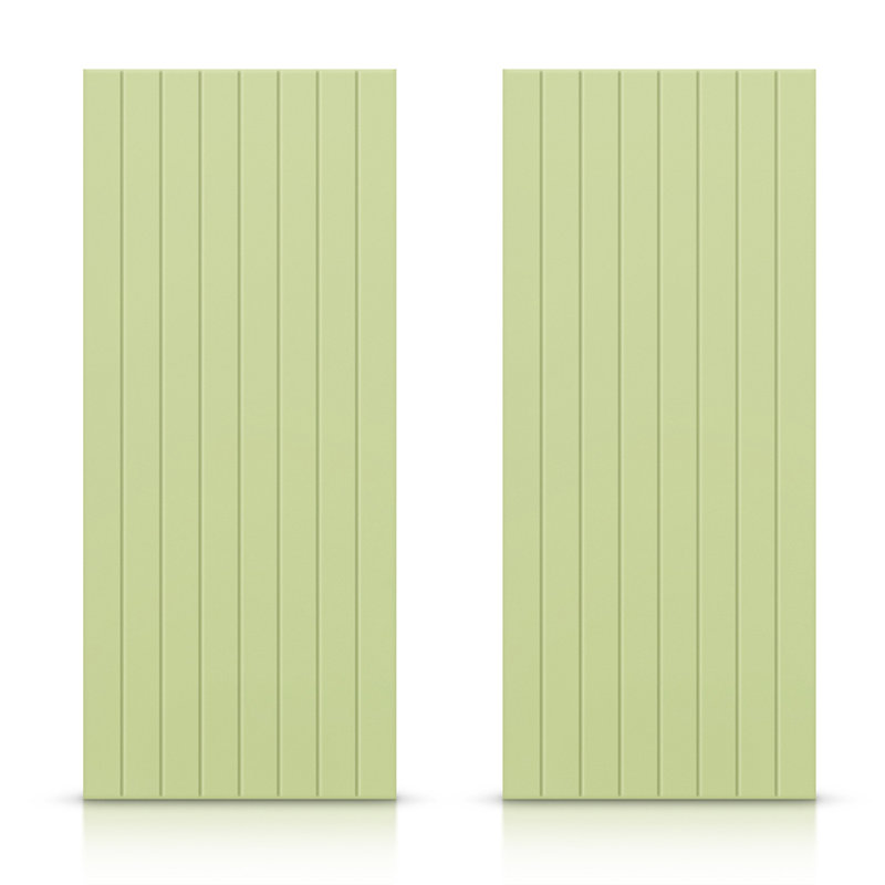 Portes de placard coulissantes à panneaux en bois manufacturé, Vert sauge, 48 po x 84 po
