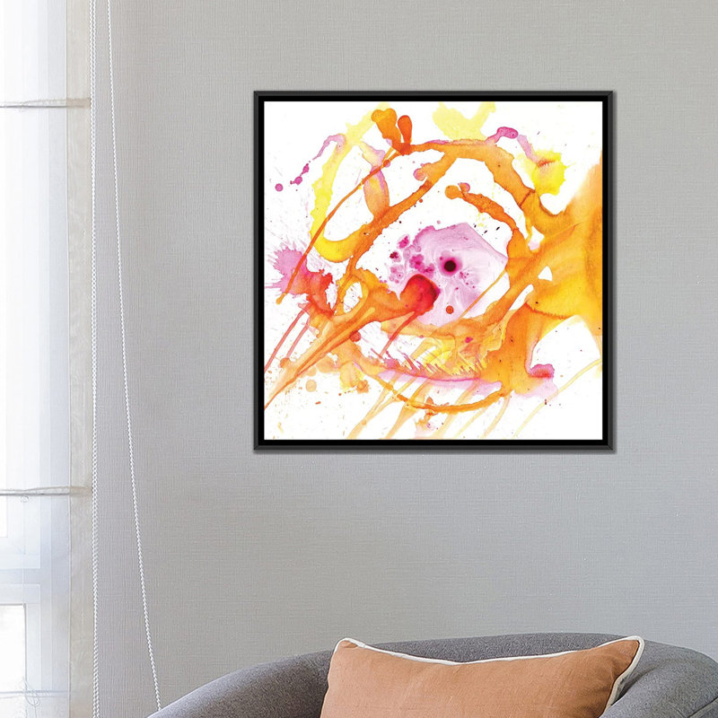 « watercolour abstract v », reproduction d’impression sur toile, H 18 po x l 18 po x P 1,5 po, Toile avec cadre noir