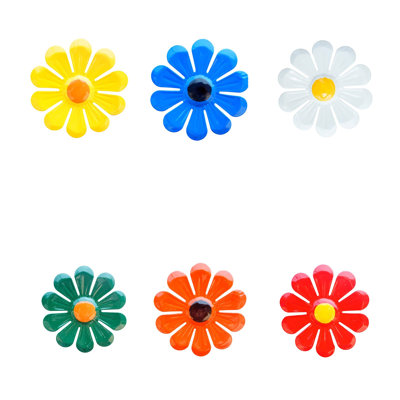 Colorful Metal Sunflower  Wall Decor Set Of 6 Multicolored Flower Wall Art For Home Garden Patio Bathroom Decor
