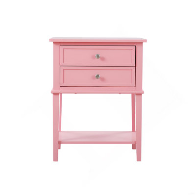 Table de chevet contemporaine avec tablette ouverte rose