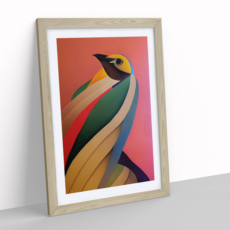 Angelic Bird Abstract - Wall Art, 64cm H x 46cm W, Oak Framed
