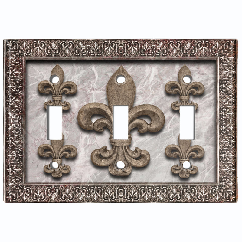 Patterned 3 - Gang Toggle Light Switch Standard Wall Plate, Faded Brown