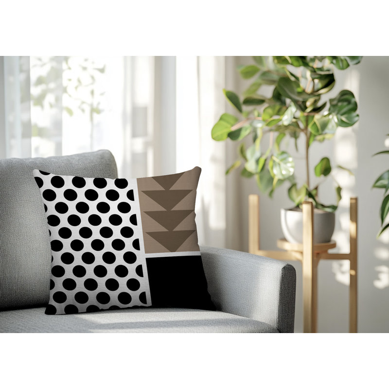 Oreiller carré réversible intérieur / extérieur Snazzy, Beige, Carré 20 po