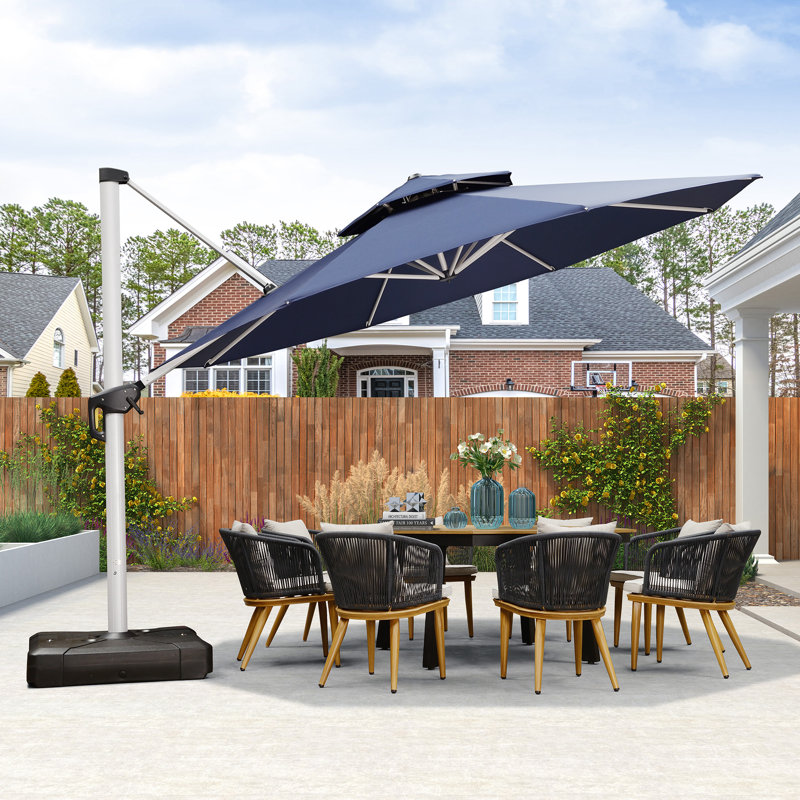 Legend 4m Cantilever Parasol With Base, Navy Blue