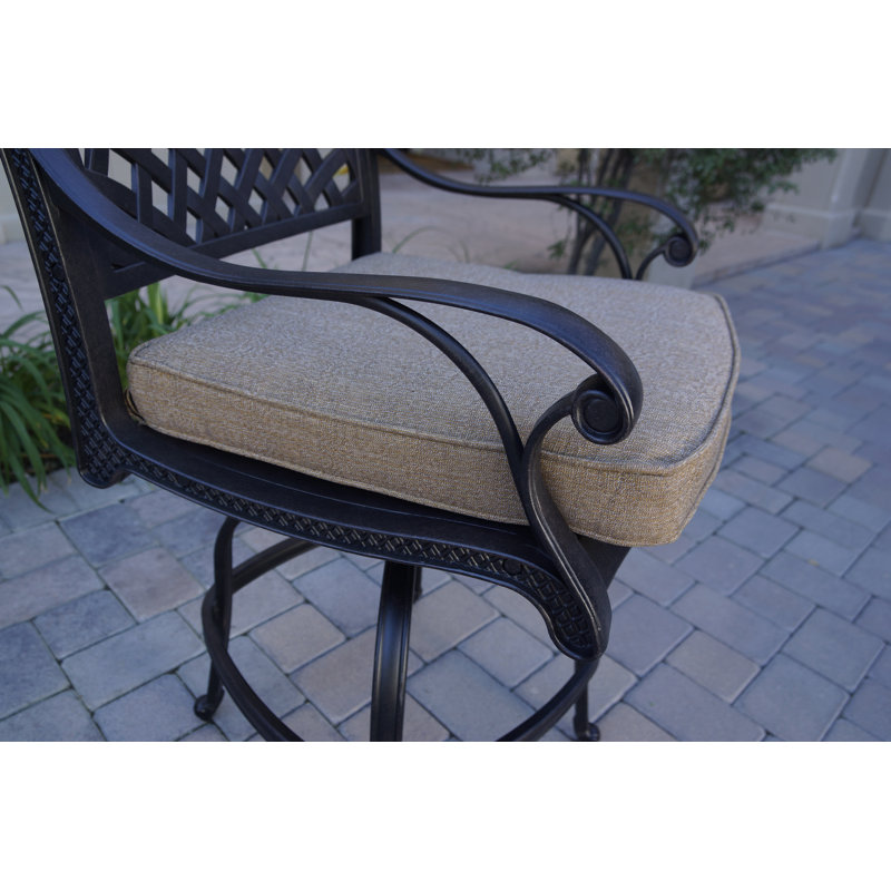 Frazee Metal Outdoor Stool with Cushion, 26" H, 2