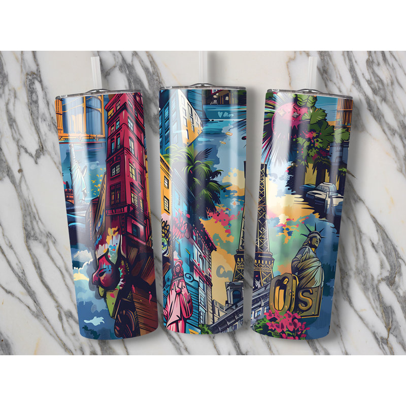Choose Handmade Tumblers 591ml Vacuum Insulated Stainless Steel (18/8) Travel Tumbler with Straw