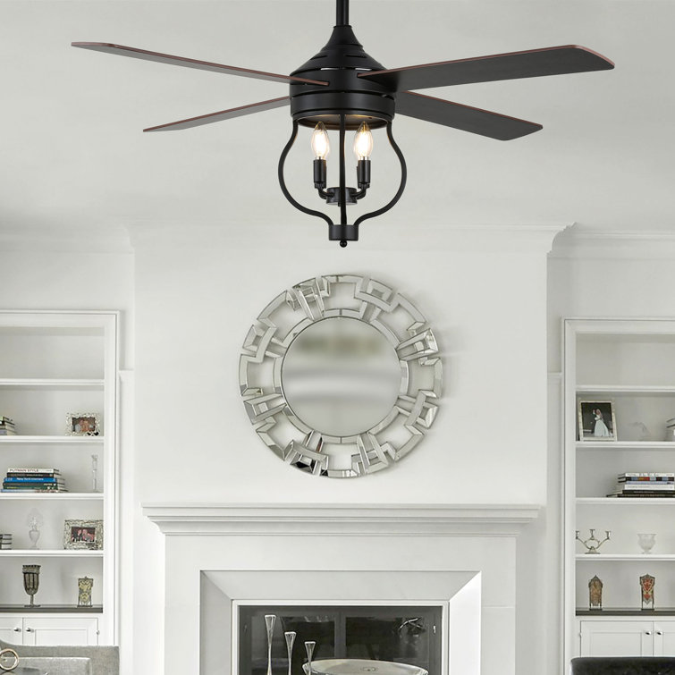 52" 4-Blade Reversible Ceiling Fan With Remote Control And Light Kit Included