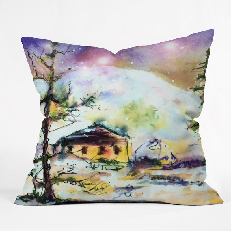 Cabin In The Snow Throw Pillow, 26" x 26"