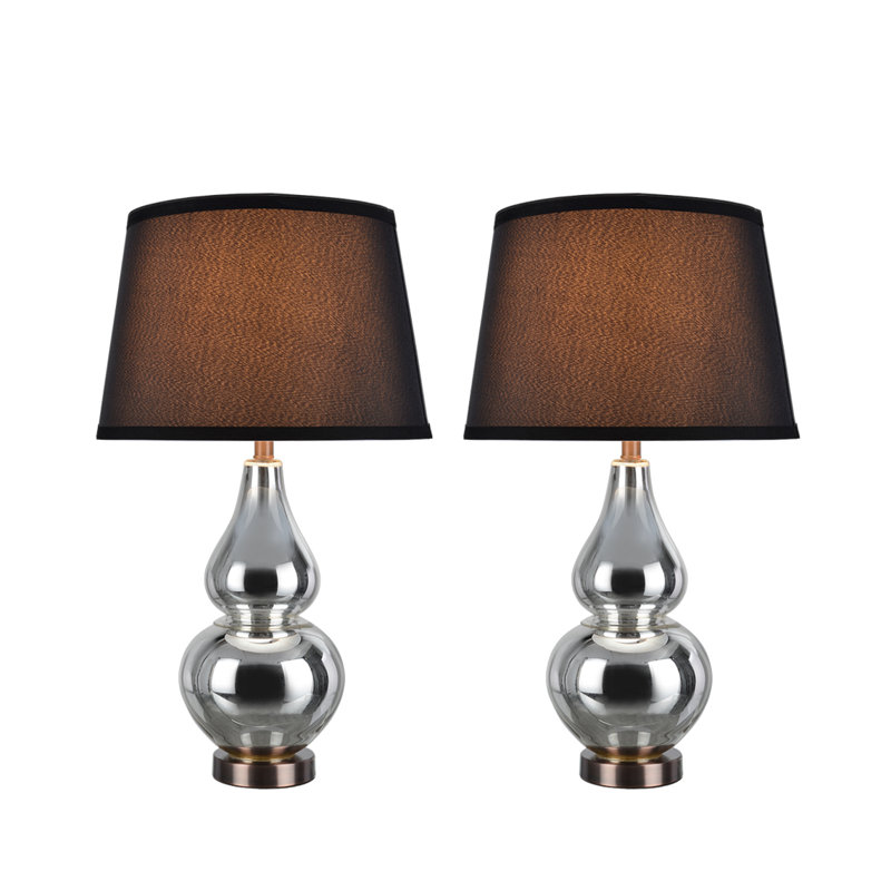 Foxx Glass Table Lamp Lamp, Mercury/Black