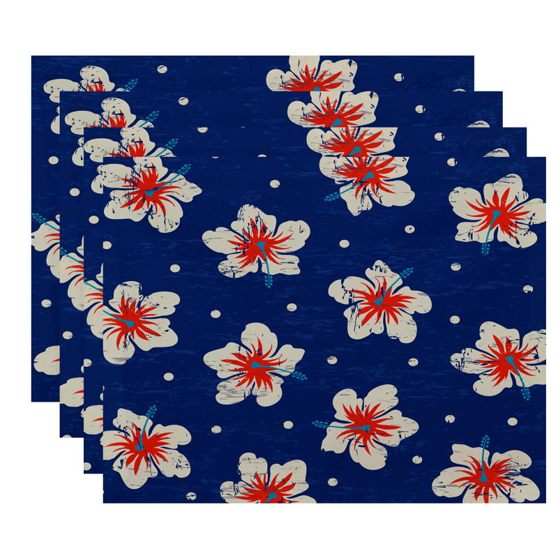 Napperon Pembrook Hibiscus, bleu