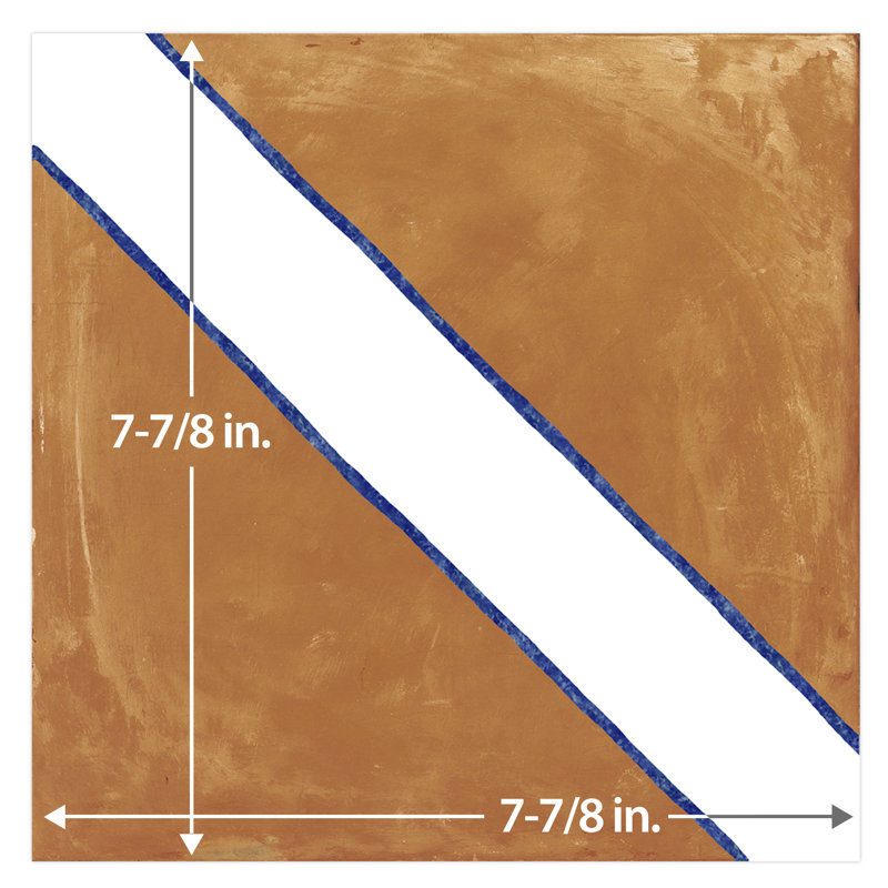Sentier 8" x 8" Porcelain Wall & Floor Tile, Brown/White/Blue