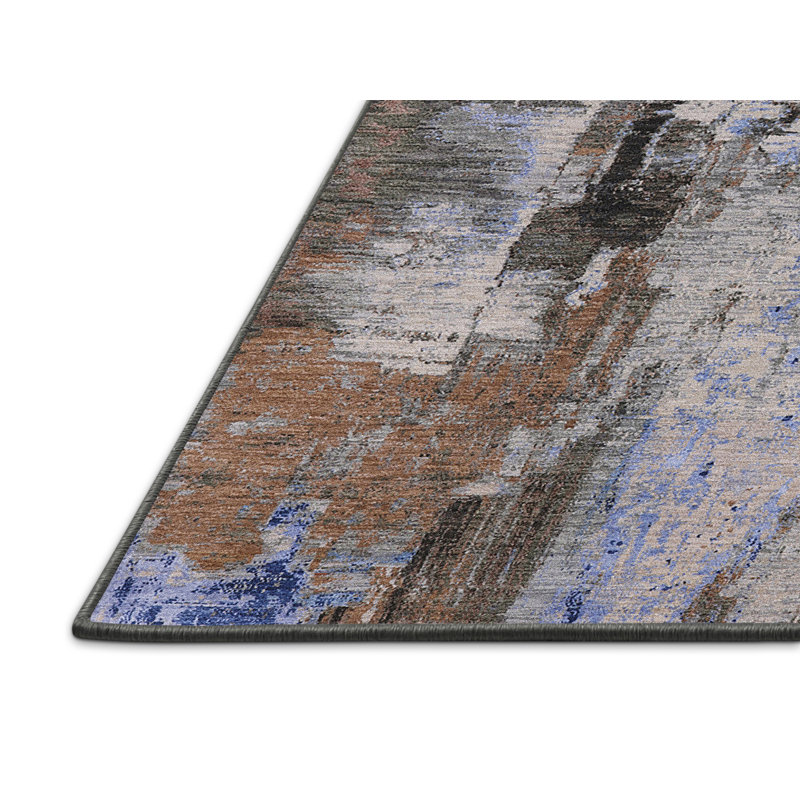 Tapis bleu / gris / brun Brookridge, Rectangle 2 pi x 3 pi