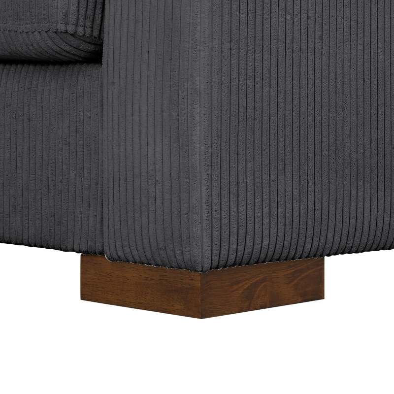 Edmundo 75'' Square Arm Sofa, Dark Gray Corduroy
