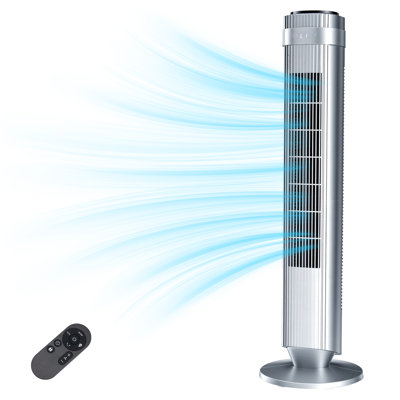 Tower Fan with 4 Modes & 5 Speeds, 28dB Quiet Sleep Mode, 64°Oscillation, Safety Design & Ambient LED Light
