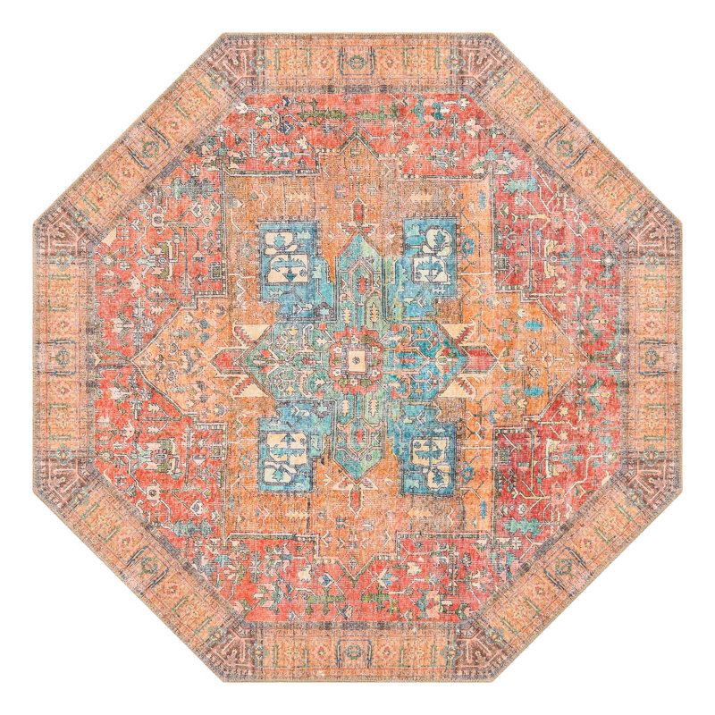 Chenille Geometric Indoor Rug, Octagon 5'1"