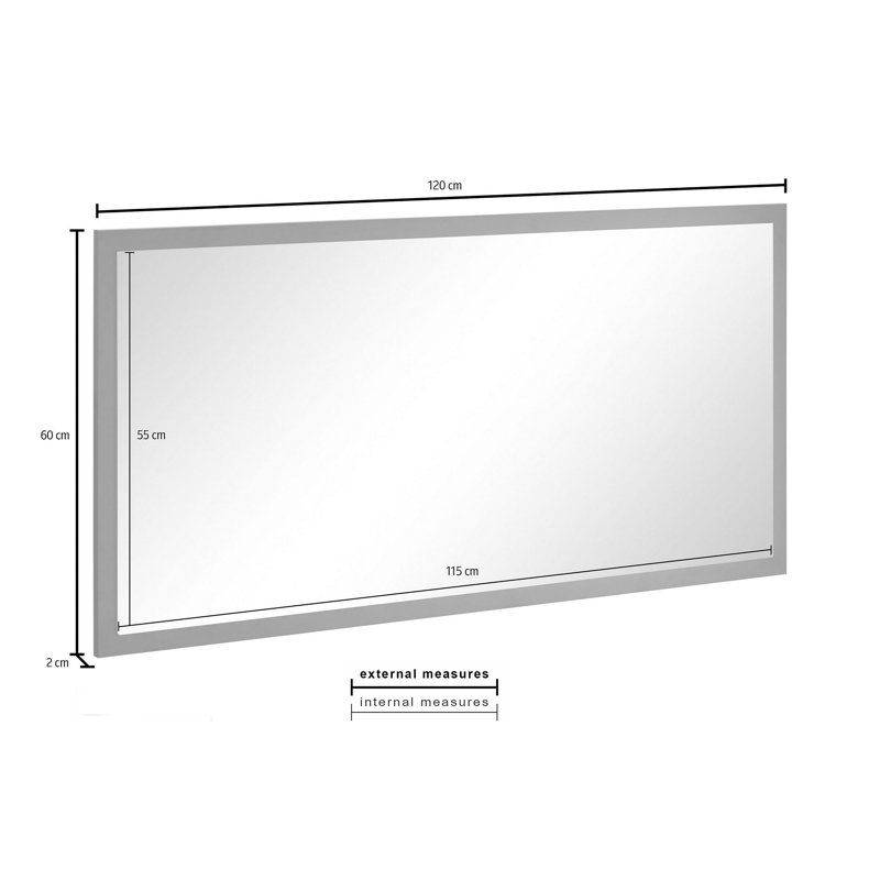 Jibberding Engineered Wood Flat Wall Mirror, 60 cm H x 120 cm W