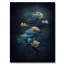 Fleurs rétro bleu clair chinois IV - reproduction sur toile-87347768-87347773