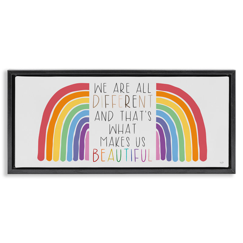 Different Is Beautiful Rainbow, 11" H x 25" W, Jet Black Floater Frame