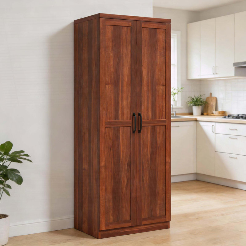 Armoire de cuisine avec tablettes à 5 niveaux et tablettes réglables, Noyer
