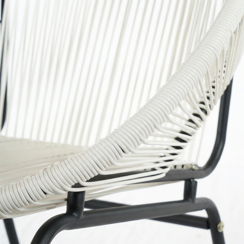 Ensemble de 2 chaises d'extérieur modernes ovales en osier à tissage ouvert, style Acapulco, blanc, Blanc