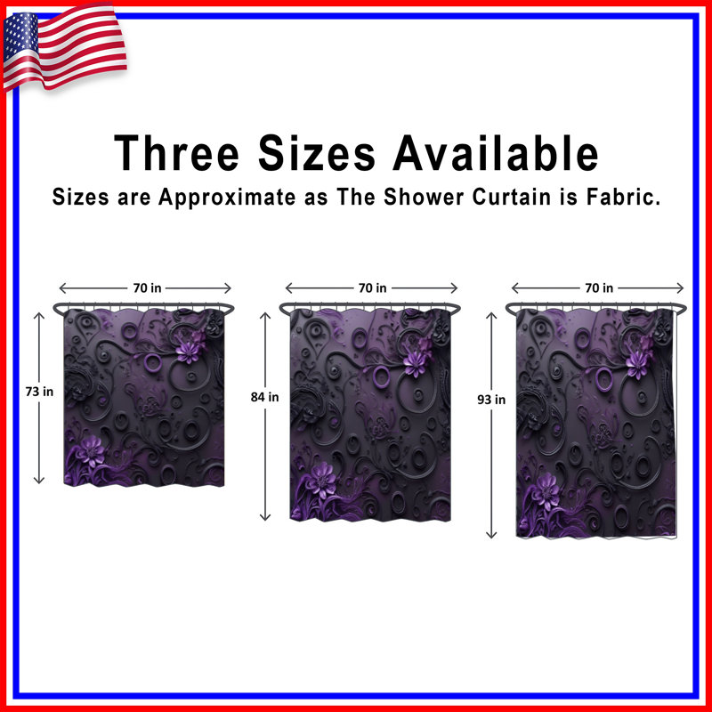 Rideaux de douche complexes mauve à motif floral extra longs, 70in W x 93in H