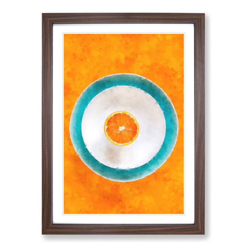 Orange Circles - Framed Print, 48cm H x 36cm W x 2cm D, Walnut Framed