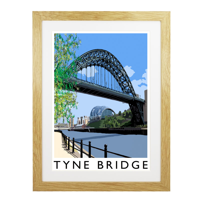 'Tyne Bridge' by Richard O'Neil - Print, Oak Wood Frame, 43.5 cm H x 33.5 cm W x 2.2 cm D