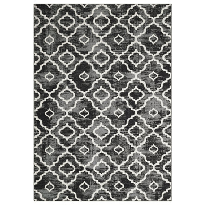 Geometric Machine Washable Rug with Rubber Backing for Living Room Moroccan Non-Slip Dining Room Rug Easy-Cleaning Floor Carpet for Bedroom Office Playroom