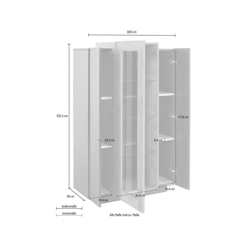 Carleene Rectangle Accent Cabinet, Anthracite/Maple
