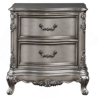 Antique Platinum 2-Drawer Nightstand