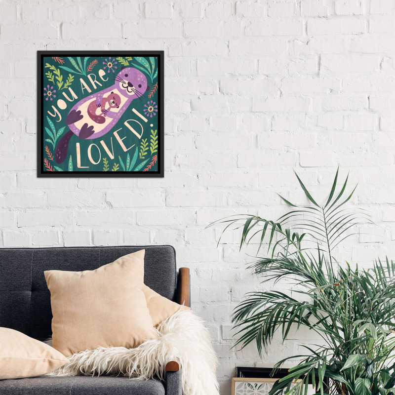 «Baby Rainbow Ocean II» par Natalie Miles - impression d'art graphique, Pas de tapis, Toile avec cadre noir patiné