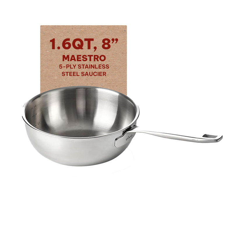Alva Maestro 1.6 Qt Stainless Steel Non-Stick Saucier with Pour Spout