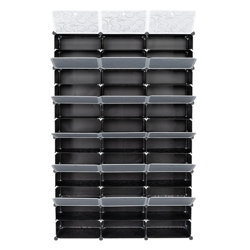 Avaeya 72 Pair Stackable Shoe Storage Cabinet, Black