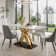 Dashon Modern Rectangular Sintered Stone Dining Table with Gold Stainless Steel Base