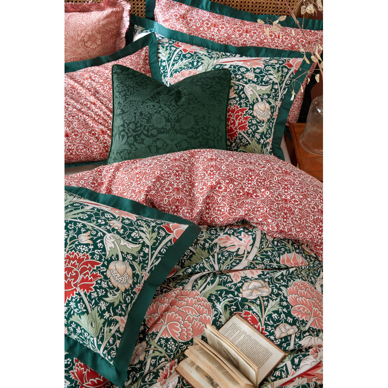 Cary Forest Green Cranberry 250 Thread Count Bedset, Double Bed (200 x 200 cm)