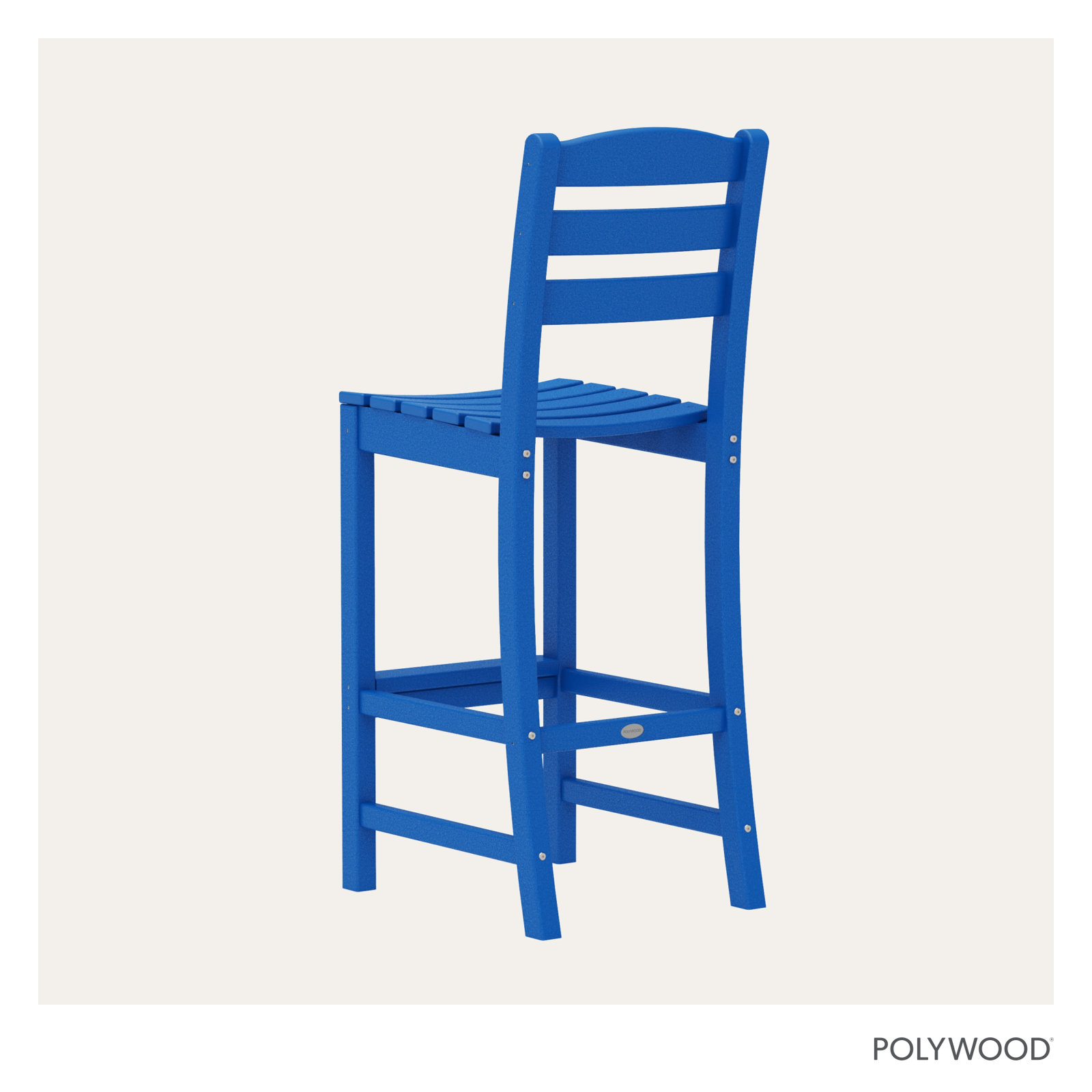 POLYWOOD® La Casa Café Armless Patio Bar Stool, Pacific Blue