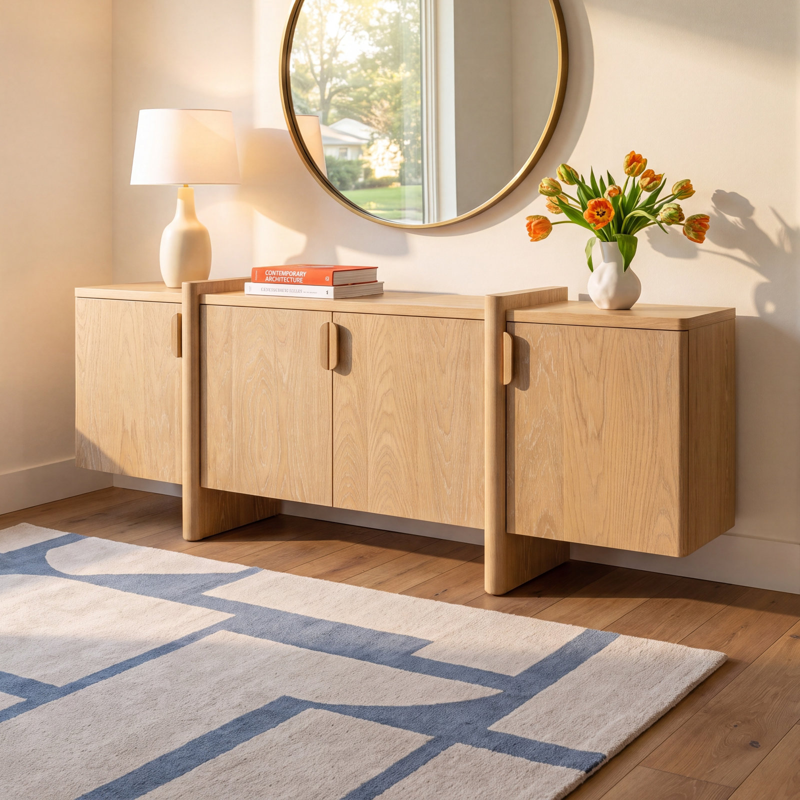4-Door Sideboard, Light Walnut