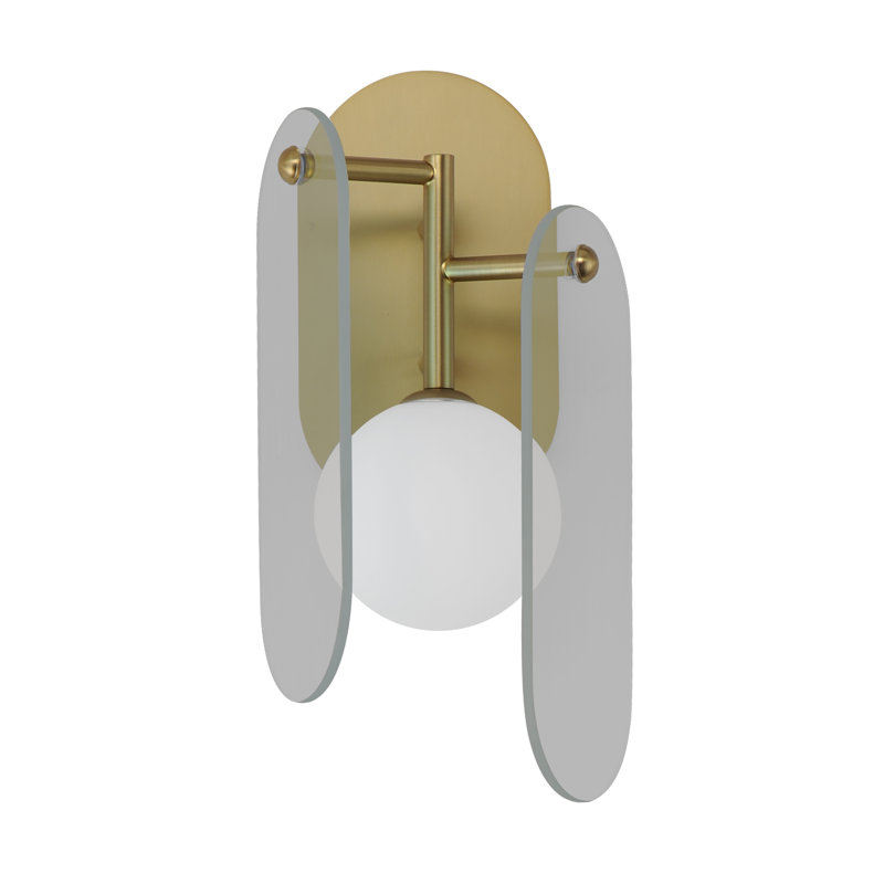 Megalith 1 - Light Armed Sconce, Mirror Smoke, Natural Aged Brass